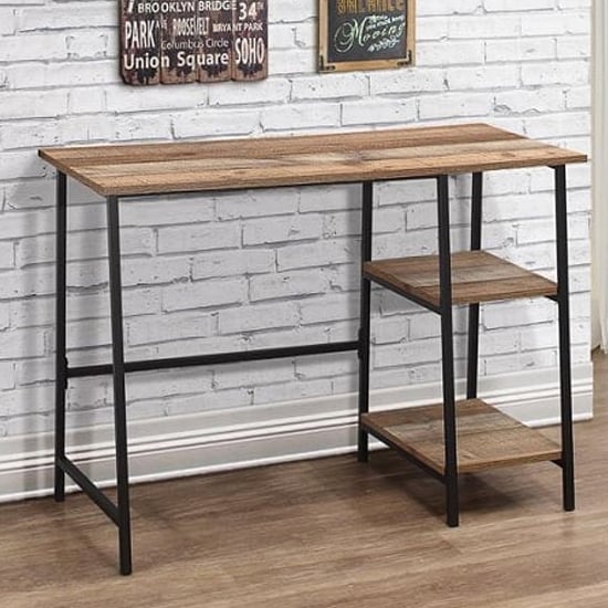 Read more about Urbana wooden laptop desk with 2 shelves in rustic