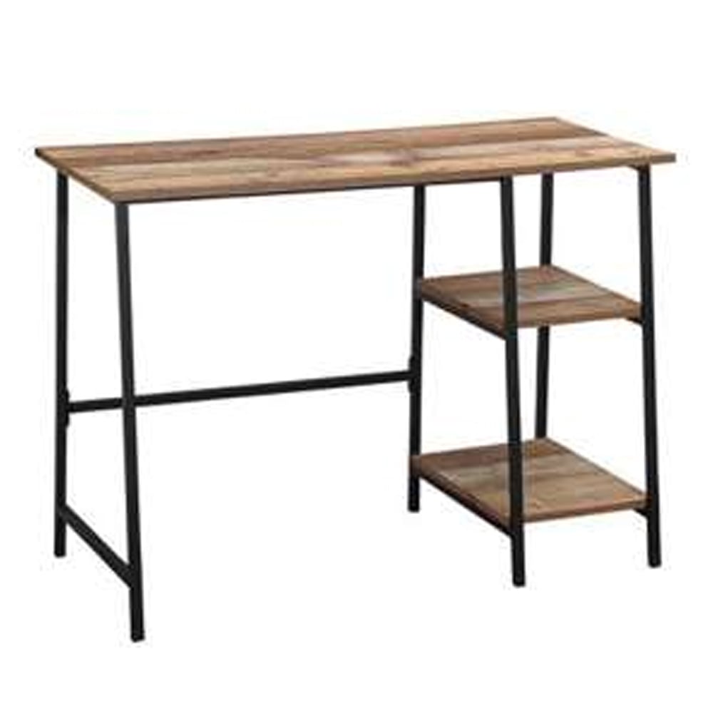 Urbana Wooden Laptop Desk With 2 Shelves In Rustic