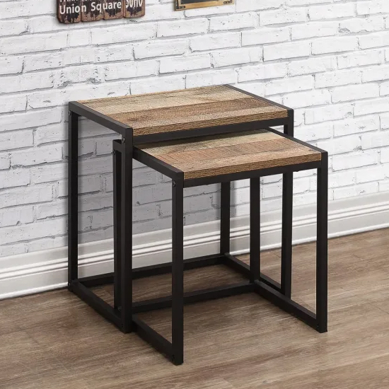 Urbana Wooden Nest Of 2 Tables In Rustic thumbnail