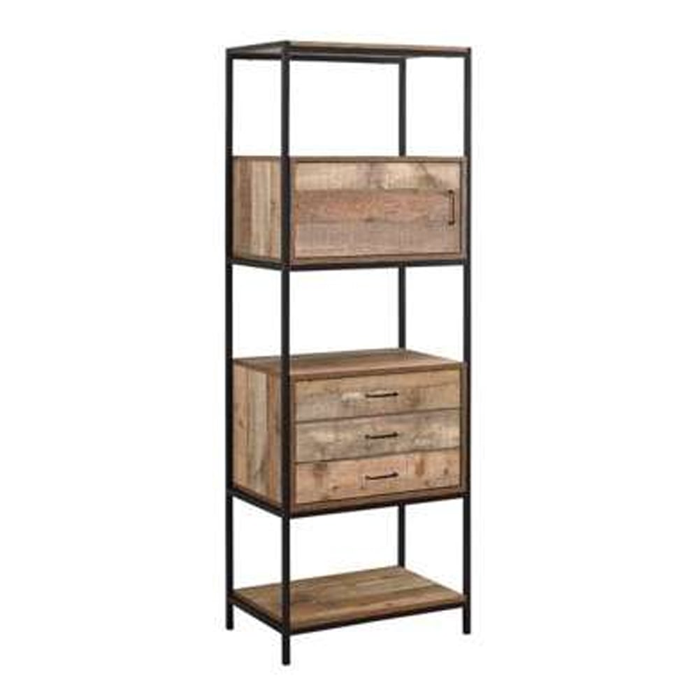 Urbana Wooden Shelving Unit With 1 Door 3 Drawers In Rustic