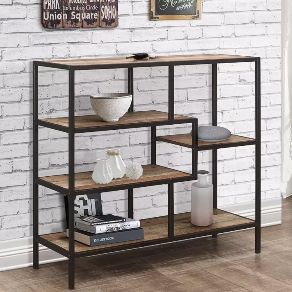 Rustic Shelving Unit Short Urbana Wooden Shelving Unit With 4 Shelves In Rustic