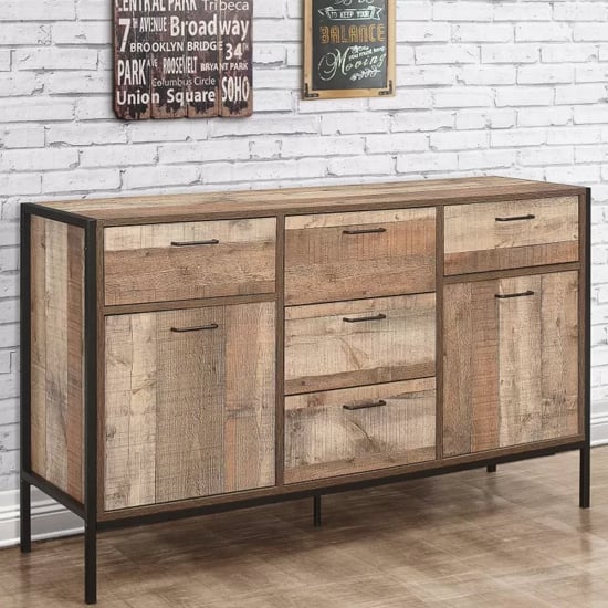Read more about Urbana wooden sideboard with 2 doors 5 drawers in rustic