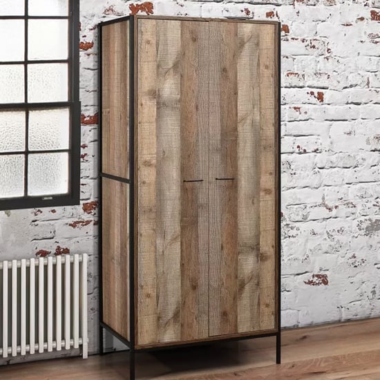 Product photograph of Urbana Wooden Wardrobe With 2 Doors In Rustic from Furniture in Fashion