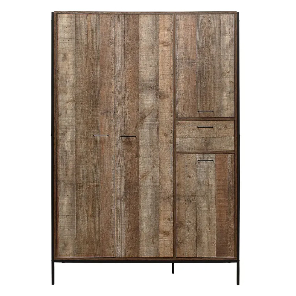 Urbana Wooden Wardrobe With 4 Doors In Rustic