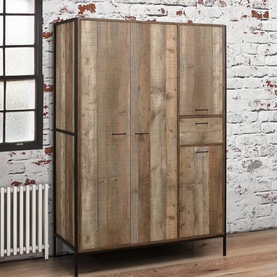 Product photograph of Urbana Wooden Wardrobe With 4 Doors In Rustic from Furniture in Fashion