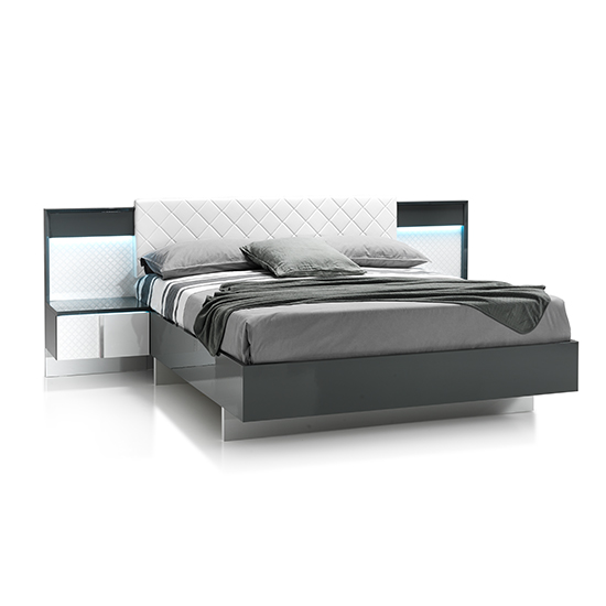 Urbino LED Double Bed In Grey And White With 2 Nightstands_2