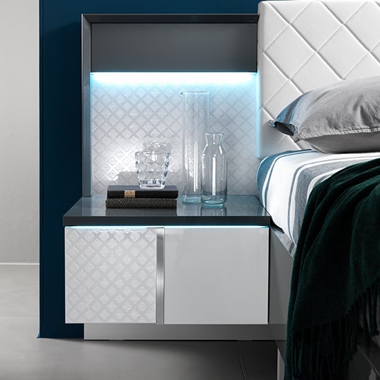 Urbino LED Double Bed In Grey And White With 2 Nightstands_4
