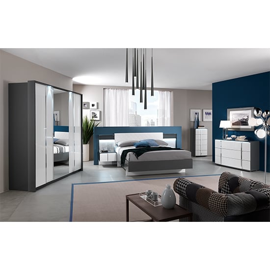Urbino LED Double Bed In Grey And White With 2 Nightstands_5