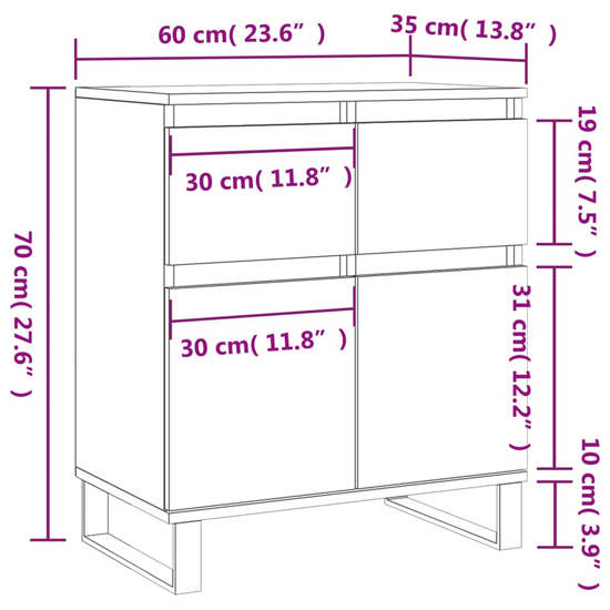 Urbino Wooden Sideboard With 2 Door 1 Drawer In Concrete Effect