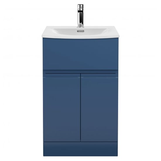 Read more about Urfa 50cm 1 drawer vanity with curved basin in satin blue