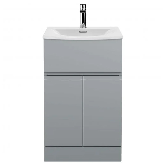 Read more about Urfa 50cm 1 drawer vanity with curved basin in satin grey