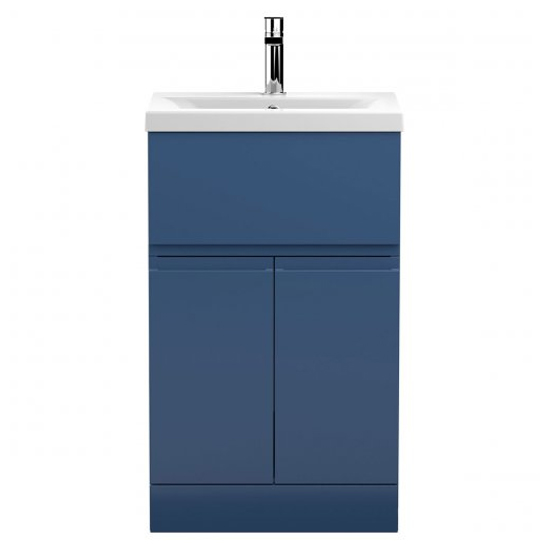 Read more about Urfa 50cm 1 drawer vanity with mid edged basin in satin blue