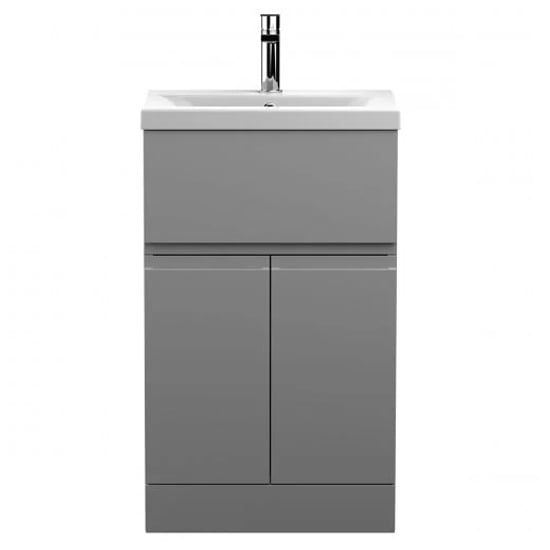 Read more about Urfa 50cm 1 drawer vanity with mid edged basin in satin grey
