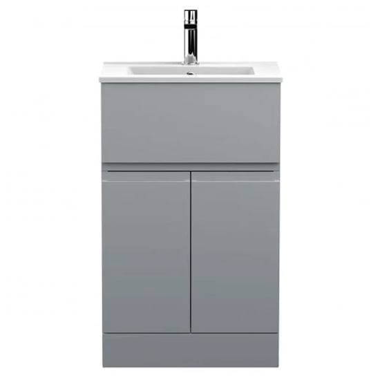 Read more about Urfa 50cm 1 drawer vanity with minimalist basin in satin grey