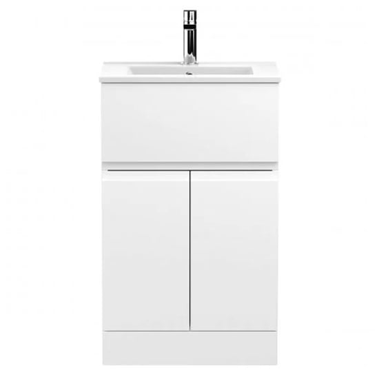 Read more about Urfa 50cm 1 drawer vanity with minimalist basin in satin white