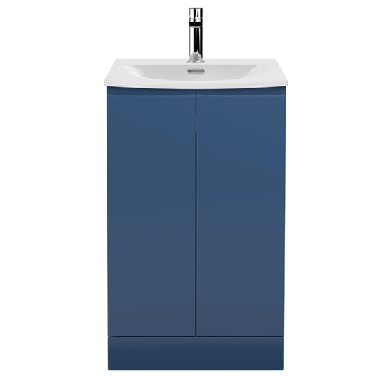 Read more about Urfa 50cm 2 doors vanity with curved basin in satin blue