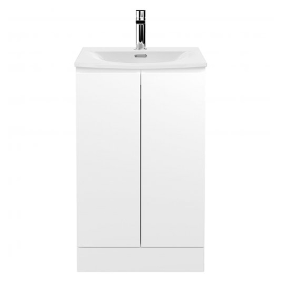 Read more about Urfa 50cm 2 doors vanity with curved basin in satin white