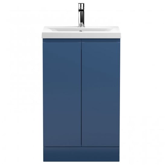 Urfa 50cm 2 Doors Vanity With Mid Edged Basin In Satin Blue