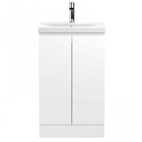 Product photograph of Urfa 50cm 2 Doors Vanity With Mid Edged Basin In Satin White from Furniture in Fashion