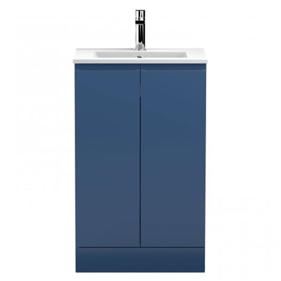 Product photograph of Urfa 50cm 2 Doors Vanity With Minimalist Basin In Satin Blue from Furniture in Fashion