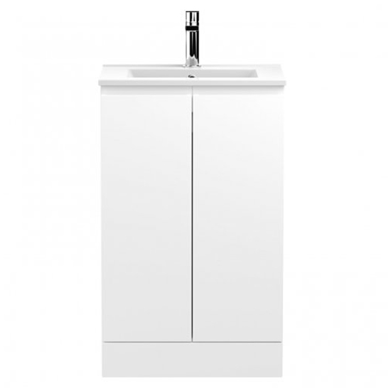 Product photograph of Urfa 50cm 2 Doors Vanity With Minimalist Basin In Satin White from Furniture in Fashion