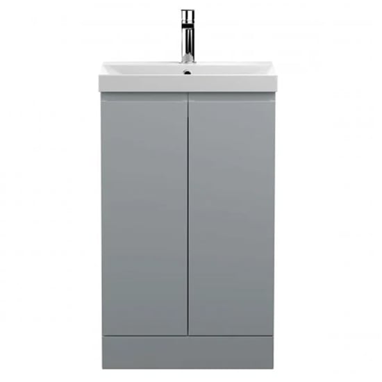 Product photograph of Urfa 50cm 2 Doors Vanity With Thin Edged Basin In Satin Grey from Furniture in Fashion