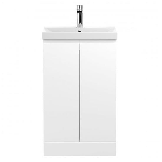 Product photograph of Urfa 50cm 2 Doors Vanity With Thin Edged Basin In Satin White from Furniture in Fashion