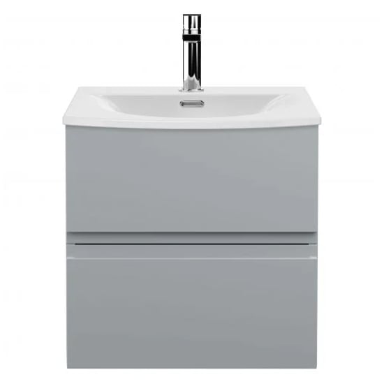 Product photograph of Urfa 50cm Wall Hung Vanity With Curved Basin In Satin Grey from Furniture in Fashion