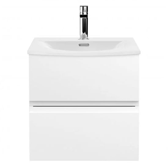 Product photograph of Urfa 50cm Wall Hung Vanity With Curved Basin In Satin White from Furniture in Fashion