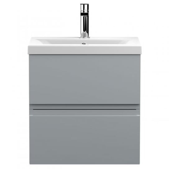 Product photograph of Urfa 50cm Wall Hung Vanity With Mid Edged Basin In Satin Grey from Furniture in Fashion