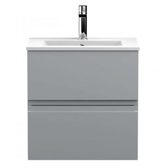 Product photograph of Urfa 50cm Wall Hung Vanity With Minimalist Basin In Satin Grey from Furniture in Fashion