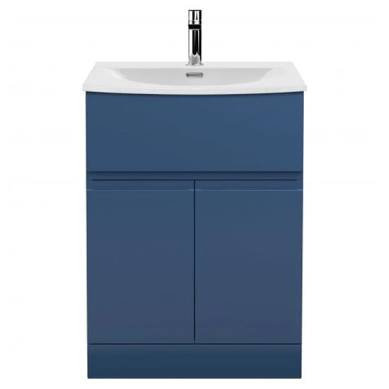 Photo of Urfa 60cm 1 drawer vanity with curved basin in satin blue
