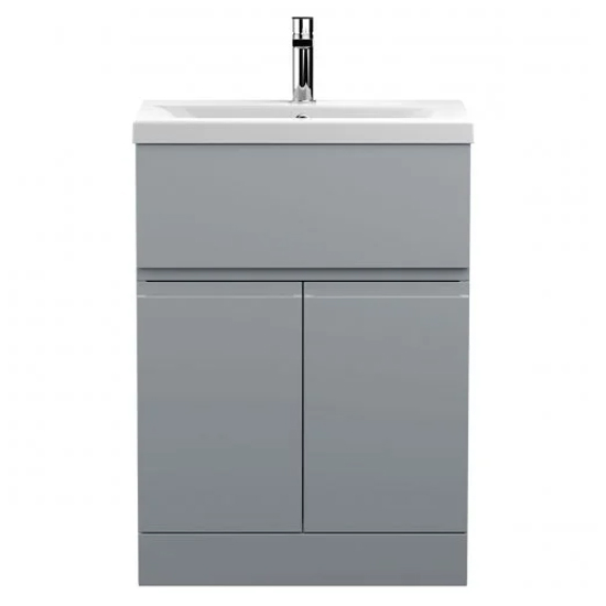 Read more about Urfa 60cm 1 drawer vanity with mid edged basin in satin grey
