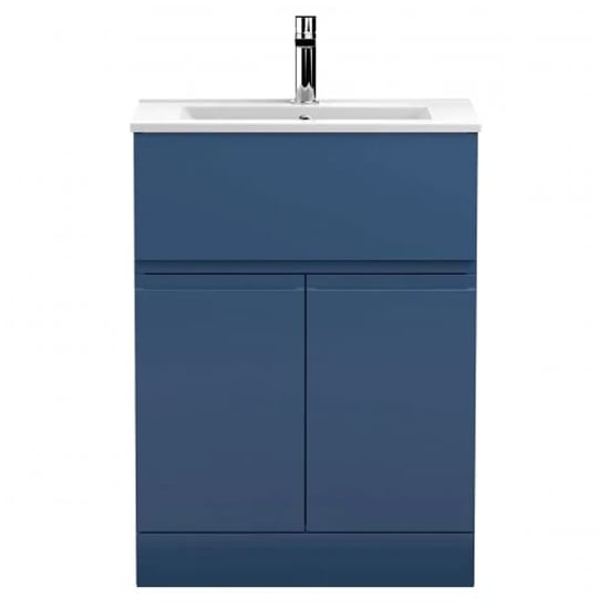 Read more about Urfa 60cm 1 drawer vanity with minimalist basin in satin blue