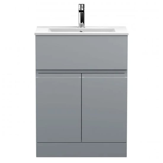 Photo of Urfa 60cm 1 drawer vanity with minimalist basin in satin grey