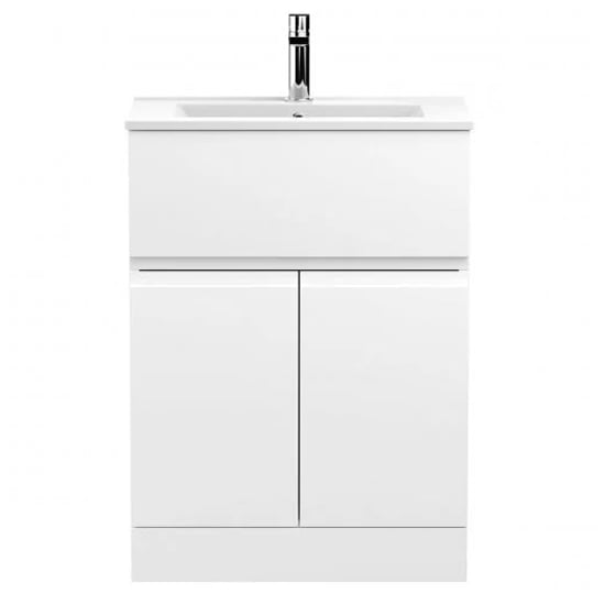 Photo of Urfa 60cm 1 drawer vanity with minimalist basin in satin white
