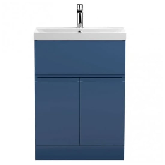 Urfa 60cm 1 Drawer Vanity With Thin Edged Basin In Satin Blue