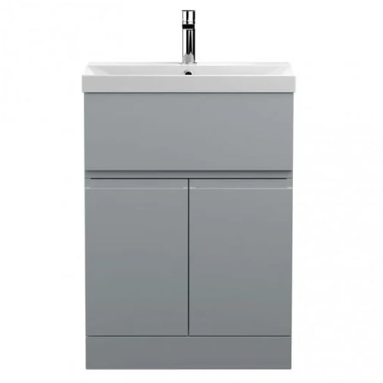 Urfa 60cm 1 Drawer Vanity With Thin Edged Basin In Satin Grey