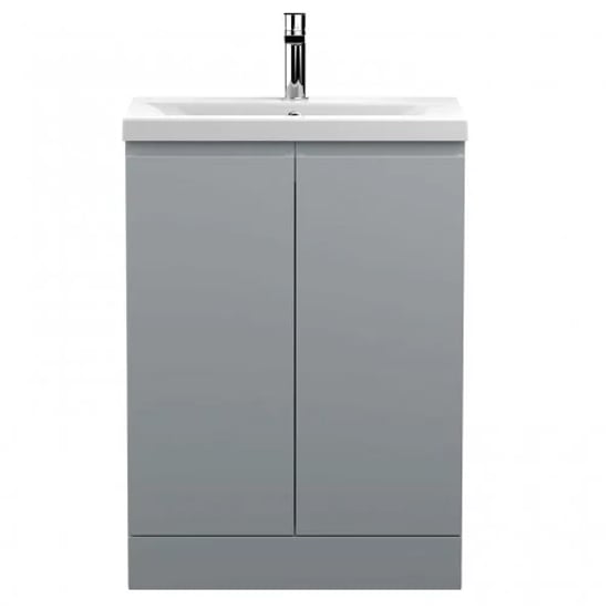 Product photograph of Urfa 60cm 2 Doors Vanity With Mid Edged Basin In Satin Grey from Furniture in Fashion