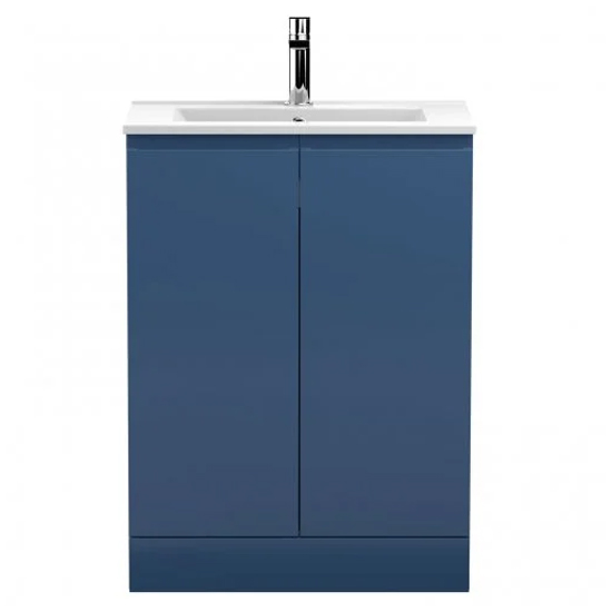 Read more about Urfa 60cm 2 doors vanity with minimalist basin in satin blue