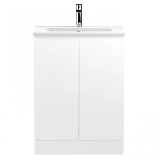 Photo of Urfa 60cm 2 doors vanity with minimalist basin in satin white
