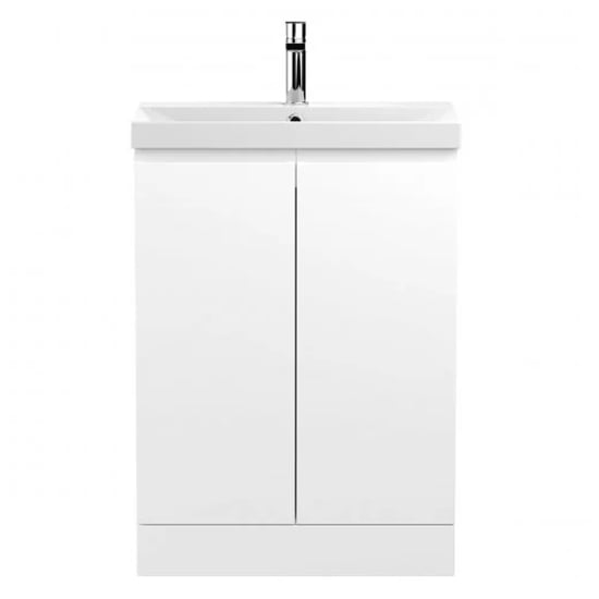 Product photograph of Urfa 60cm 2 Doors Vanity With Thin Edged Basin In Satin White from Furniture in Fashion