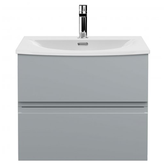 Photo of Urfa 60cm wall hung vanity with curved basin in satin grey