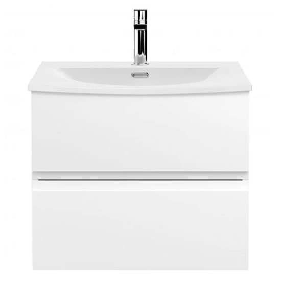 Product photograph of Urfa 60cm Wall Hung Vanity With Curved Basin In Satin White from Furniture in Fashion