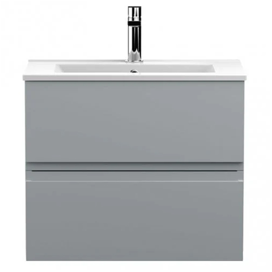 Product photograph of Urfa 60cm Wall Hung Vanity With Minimalist Basin In Satin Grey from Furniture in Fashion