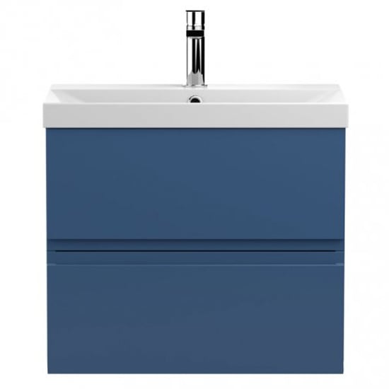 Product photograph of Urfa 60cm Wall Hung Vanity With Thin Edged Basin In Satin Blue from Furniture in Fashion