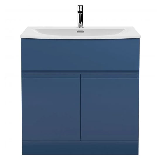 Product photograph of Urfa 80cm Floor Vanity With Curved Basin In Satin Blue from Furniture in Fashion