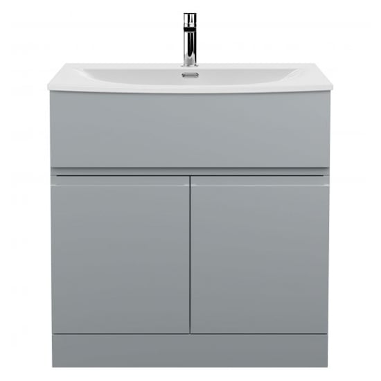 Product photograph of Urfa 80cm Floor Vanity With Curved Basin In Satin Grey from Furniture in Fashion