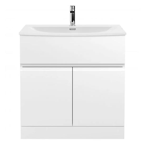 Product photograph of Urfa 80cm Floor Vanity With Curved Basin In Satin White from Furniture in Fashion