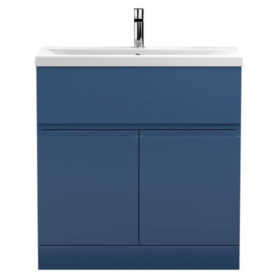 Product photograph of Urfa 80cm Floor Vanity With Mid Edged Basin In Satin Blue from Furniture in Fashion
